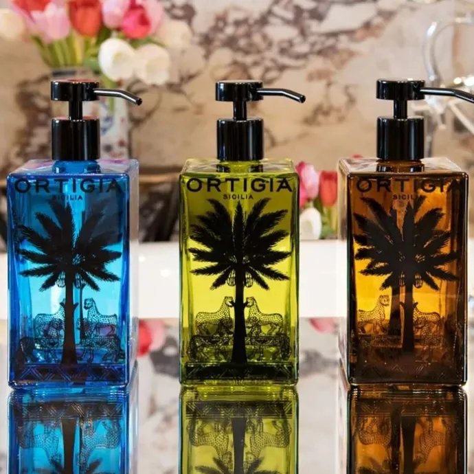 Ortigia SiciliaAmbra Nera Savon Liquide - Flacon en Verre Rechargeable